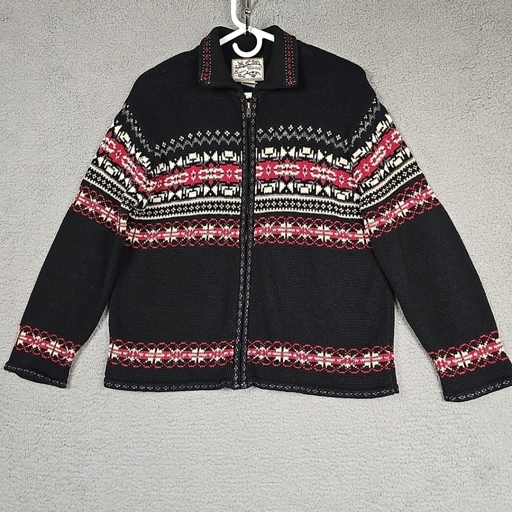 Vtg Heirloom Collectibles Full Zip Front Cotton Knit Cardigan Sweater Size Small